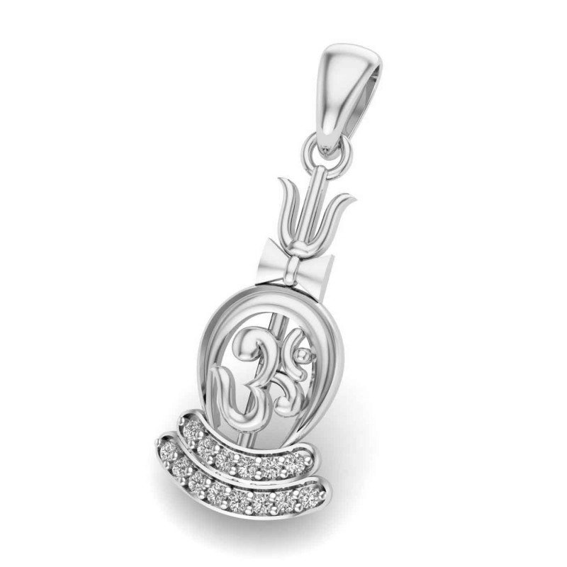 Om Trishul Damru Silver Pendant Om Trishul Damru Silver Pendant