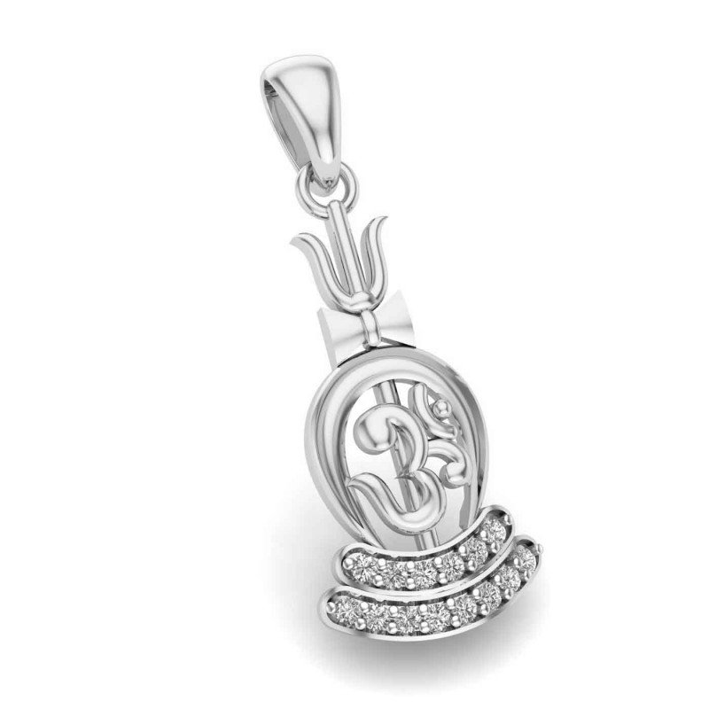 Om Trishul Damru Silver Pendant Om Trishul Damru Silver Pendant