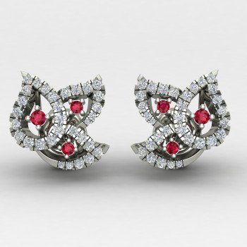 Ruby Stone Silver Earring