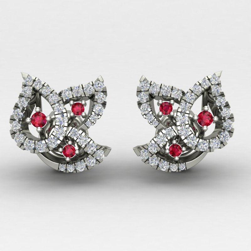 Ruby Stone Silver Earring