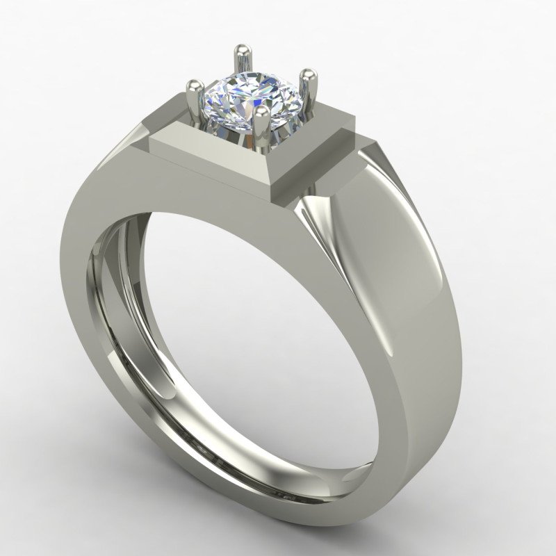Silver Gents Solitaire Ring
