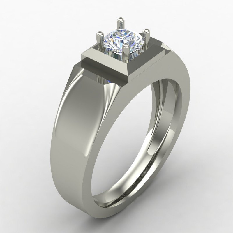 Silver Gents Solitaire Ring