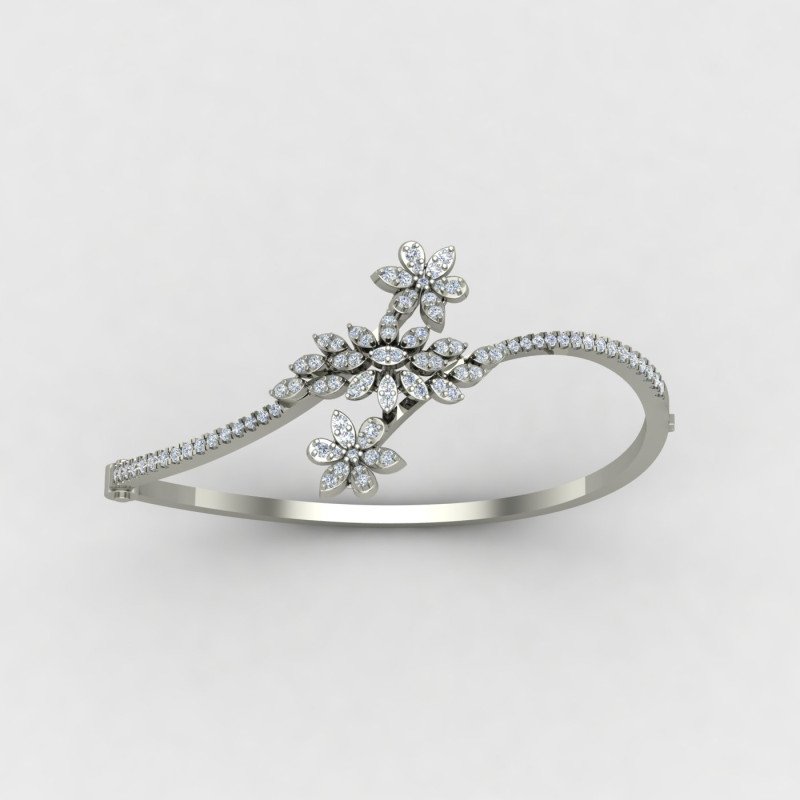 Flower Silver Bangle Bracelet Flower Silver Bangle Bracelet