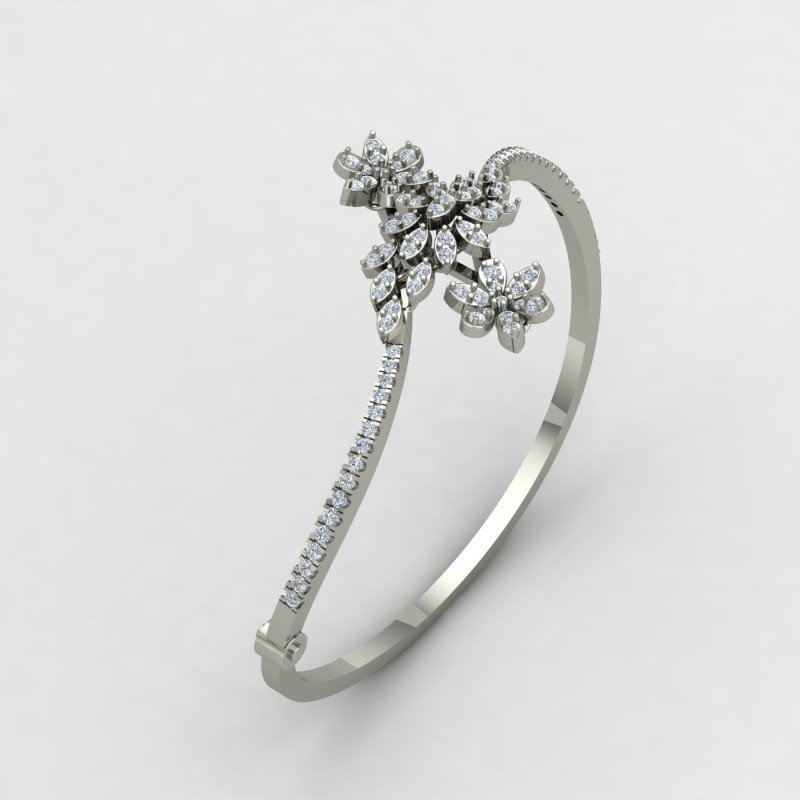 Flower Silver Bangle Bracelet Flower Silver Bangle Bracelet