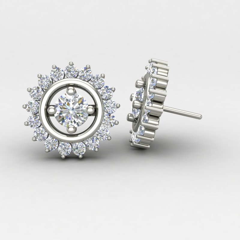 Prong Setting Traditional Silver Earrings