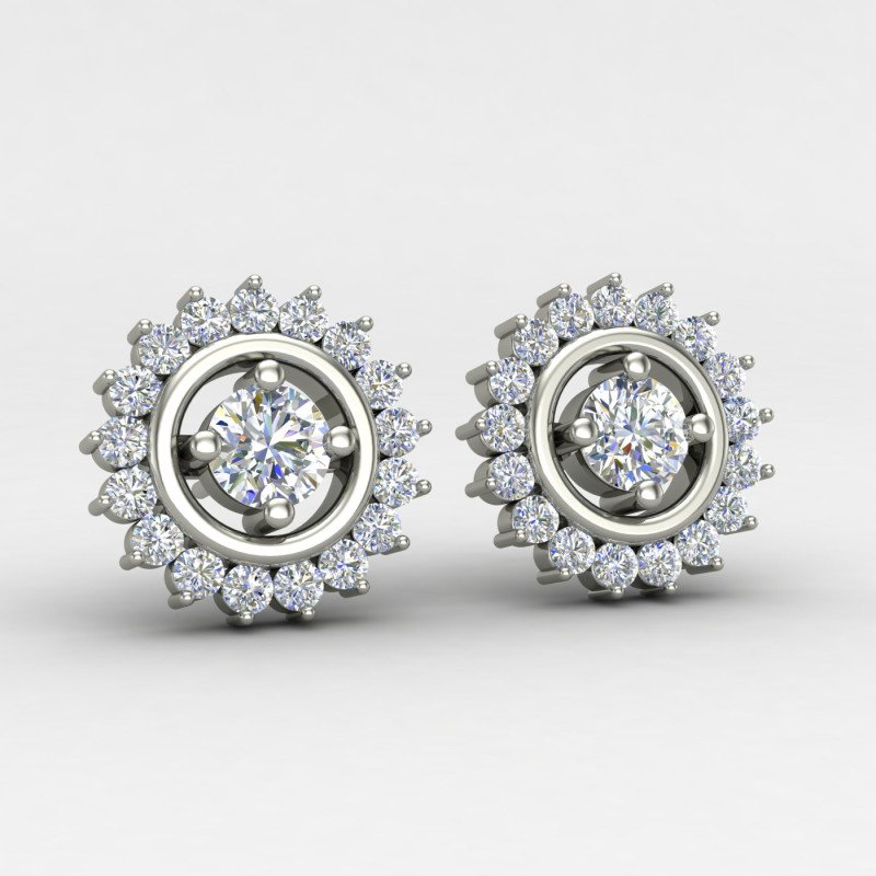 Prong Setting Traditional Silver Earrings