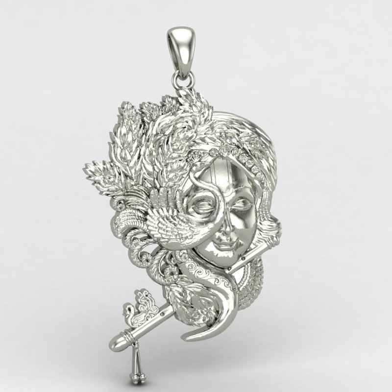 Shri Krishna Murli Silver Locket Shri Krishna Murli Silver Locket