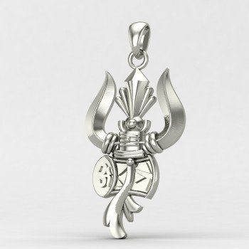 Trishul Damru Silver Locket
