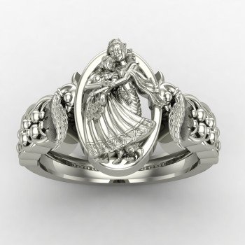 Silver Radha Krishna Temple Ring
