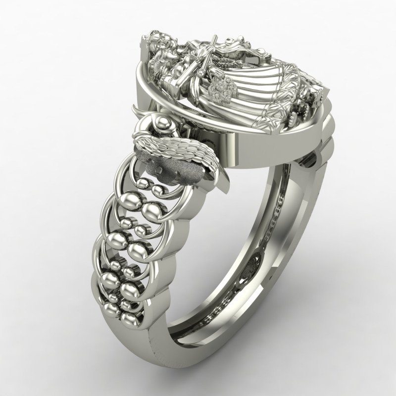 Silver Radha Krishna Temple Ring