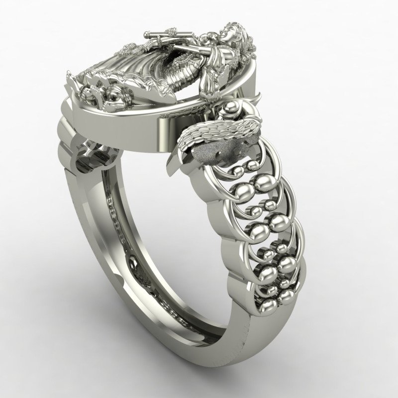 Silver Radha Krishna Temple Ring