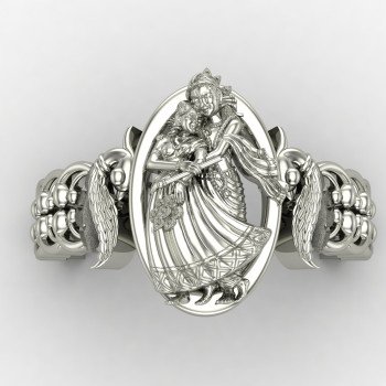 Silver Radha Krishna Temple Ring
