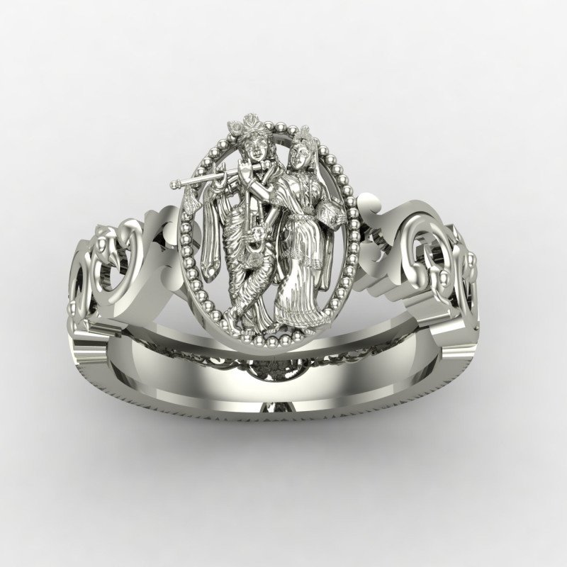Radha Krishna Ring Silver