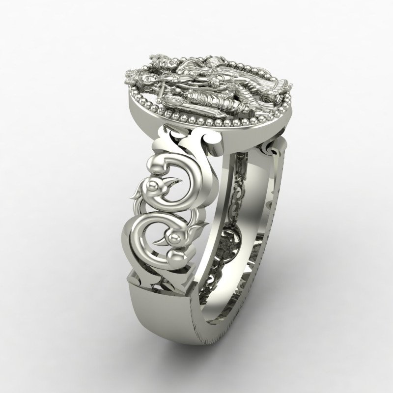 Radha Krishna Ring Silver