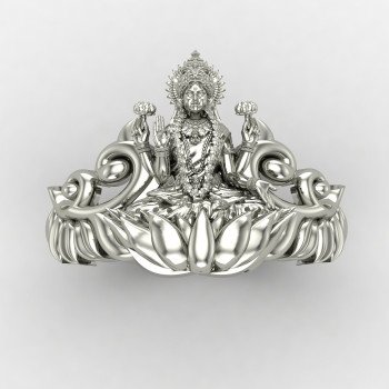 Sterling Silver Laxmi Mata Ring for Women