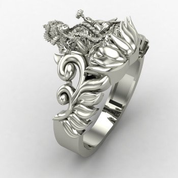 Sterling Silver Laxmi Mata Ring for Women