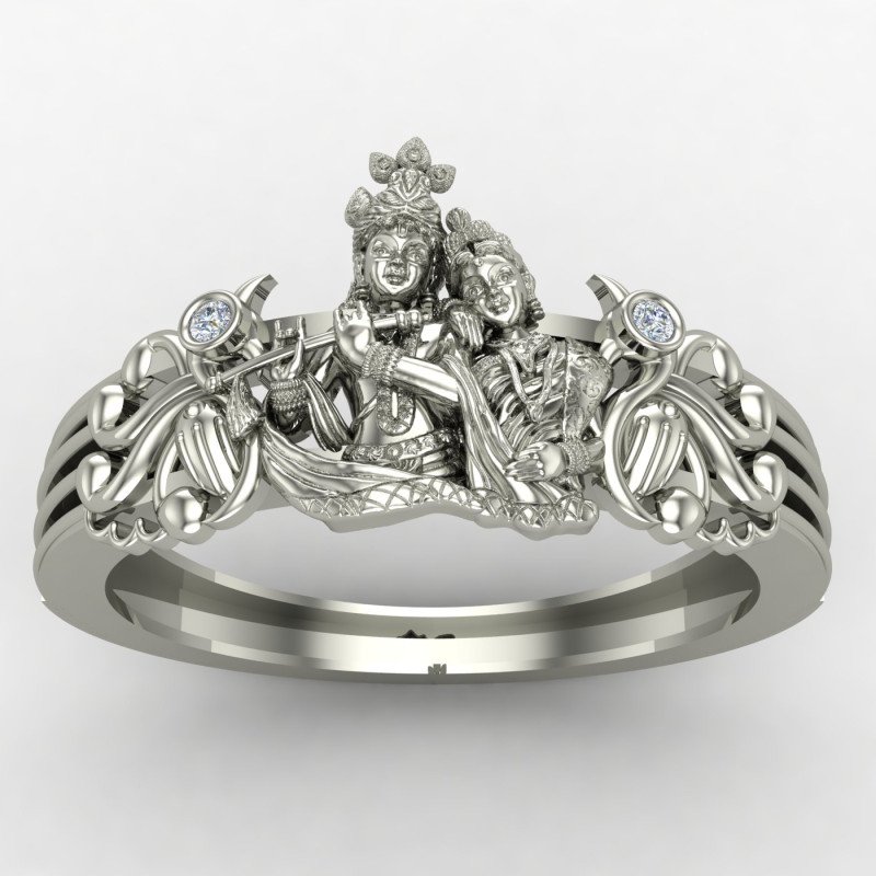 925 Sterling Silver Radha Krishna Ring for Devotees