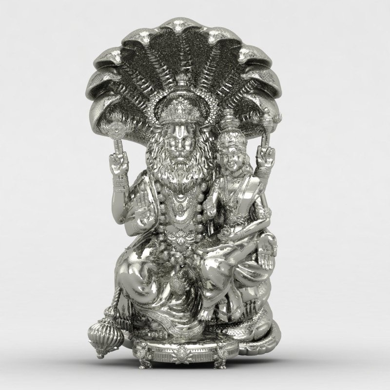 Narasimha with Shree Laxmi 925 Silver Locket