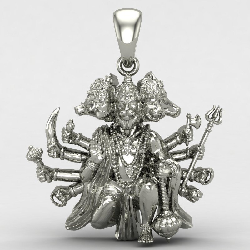 Blessing Panchmukhi Hanuman Silver Locket Blessing Panchmukhi Hanuman Silver Locket