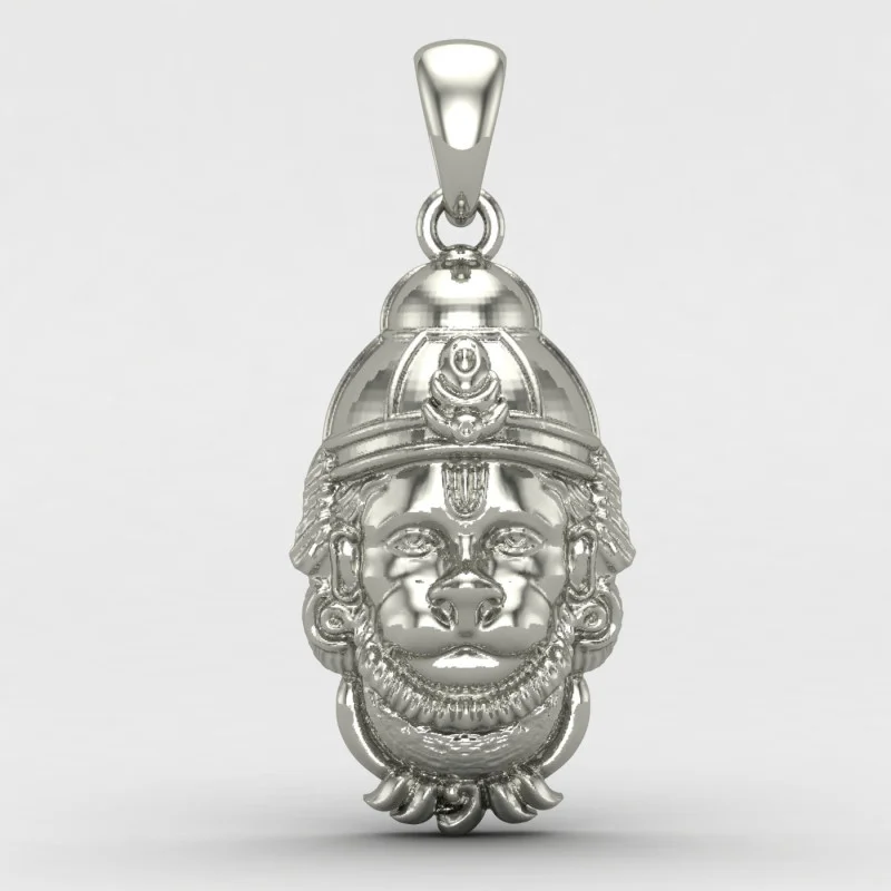 Hanuman Ji Face Silver Pendant