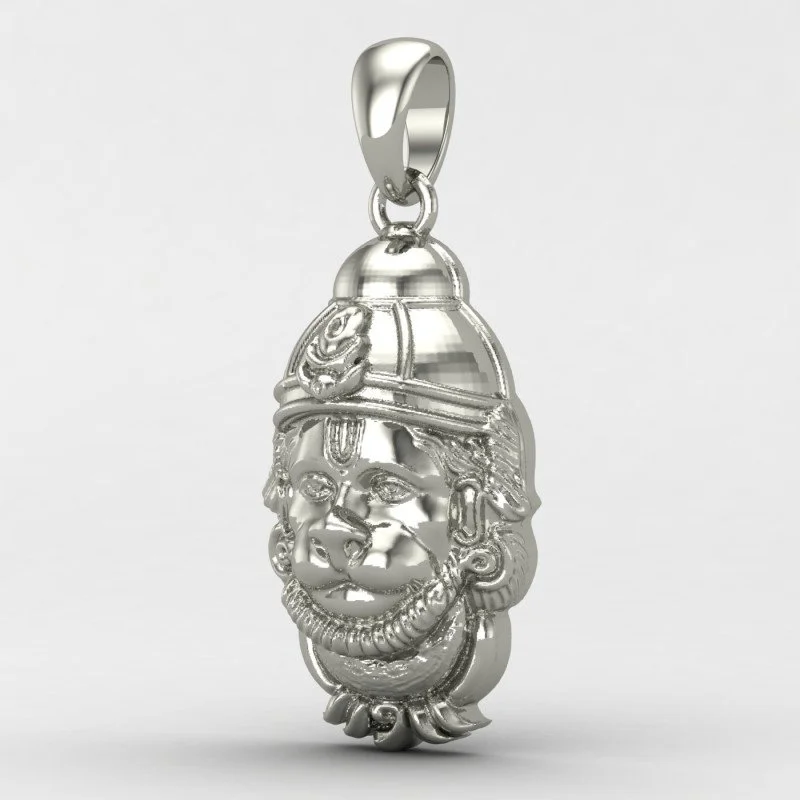 Hanuman Ji Face Silver Pendant