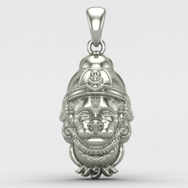 Hanuman Ji Face Silver Pendant